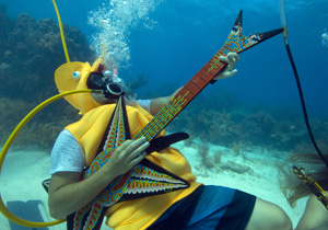 A seahorse strums a guitar during the 2015 subsea songfest.